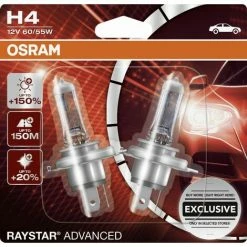 Osram Halogenlampe H4 Raystar Advanced +150% 12V 60/55W 4052899613751 Osram Advanced Osram Raystar Gll
