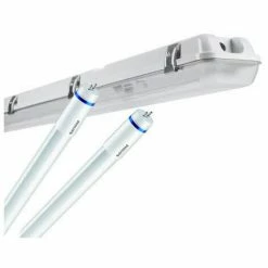 OSRAM Ledvance Feuchtraumwannenleuchte DAMP PROOF 1500mm Ohne VG Für 2x LED Tube 230 Volt Inkl. Philips CorePro LEDtube 1500mm 20 Watt 840 4000 Kelvin Neutralweiss G13 Glas