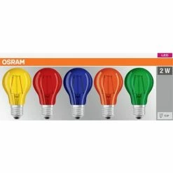 Osram LED Leuchtmittel 5er Color Box E27 2,5W, Multicolor, Klar Birnenform 04058075058460 Osram LED-Leuchtmittel