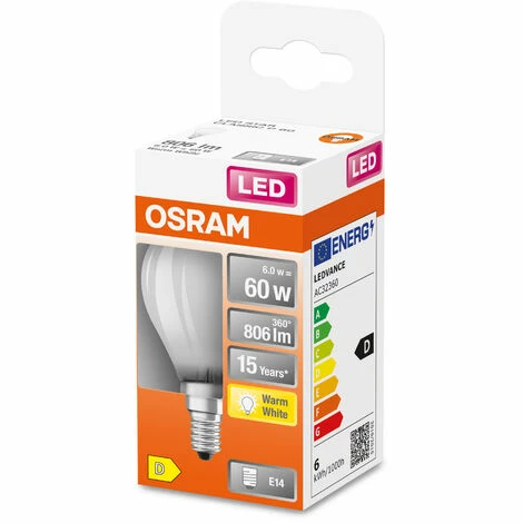 OSRAM Filament LED Lampe mit E14 Sockel, Warmweiss (2700K), Tropfenform, 6.5W, Ersatz für 60W-Glühbirne, LED Retrofit CLASSIC P OSRAM Filament LED Lampe Mit E14 Sockel, Warmweiss (2700K), Tropfenform, 6.5W, Ersatz Für 60W-Glühbirne, LED Retrofit CLASSIC P -OSRAM Shop 54883263 2