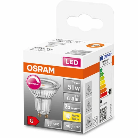 OSRAM Dimmbare PAR16 LED Reflektorlampe Mit GU10 Sockel, Warmweiss (2700K), Glas Spot, 8.3W, Ersatz Für 80W-Reflektorlampe, LED SUPERSTAR PAR16 2 OSRAM Dimmbare PAR16 LED Reflektorlampe Mit GU10 Sockel, Warmweiss (2700K), Glas Spot, 8.3W, Ersatz Für 80W-Reflektorlampe, LED SUPERSTAR PAR16 – Bild 2