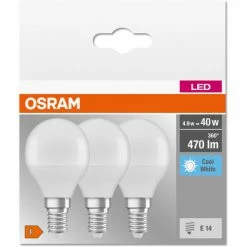 OSRAM LED BASE Classic P40, Matte Filament LED-Lampen Aus Glas Für E14 Sockel, Kerzenform, Kaltweiß (4000K), 470 Lumen, Ersatz Für Herkömmliche 40W-Glühbirnen, 3er-Box -OSRAM Shop 54883529 3