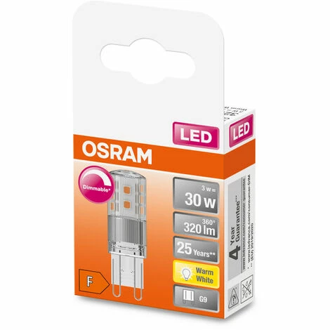OSRAM Dimmbare LED PIN Lampe mit G9 Sockel, Warmweiss (2700K), 350 Lumen, klares Glas, Single-Pack OSRAM Dimmbare LED PIN Lampe Mit G9 Sockel, Warmweiss (2700K), 350 Lumen, Klares Glas, Single-Pack -OSRAM Shop 54883561 2