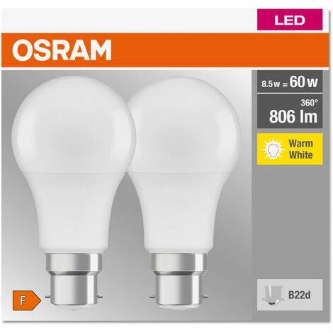 OSRAM LED-Lampe | Sockel: B22d | Warmweiß| 2700 K | 8,50 W Matt | LED BASE CLASSIC A 3 OSRAM LED-Lampe | Sockel: B22d | Warmweiß| 2700 K | 8,50 W Matt | LED BASE CLASSIC A – Bild 3