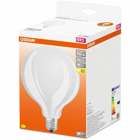 OSRAM LED Star GLOBE125, matte Filament LED-Lampe in Globe Form mit 125mm Durchmesser, E27 Sockel, Warmweiß (2700K), 2452 Lumen, Ersatz für herkömmliche 150W-Glühbirnen, 1er-Pack OSRAM LED Star GLOBE125, Matte Filament LED-Lampe In Globe Form Mit 125mm Durchmesser, E27 Sockel, Warmweiß (2700K), 2452 Lumen, Ersatz Für Herkömmliche 150W-Glühbirnen, 1er-Pack -OSRAM Shop 57178014 2
