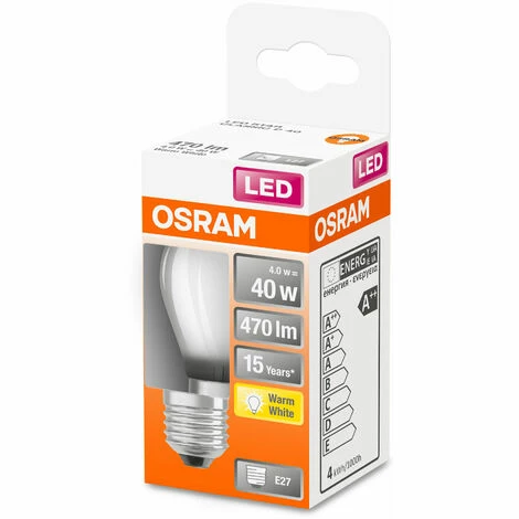 OSRAM Filament LED Lampe mit E27 Sockel, Warmweiss (2700K), Tropfenform, 4W, Ersatz für 40W-Glühbirne, matt, LED Retrofit CLASSIC P OSRAM Filament LED Lampe Mit E27 Sockel, Warmweiss (2700K), Tropfenform, 4W, Ersatz Für 40W-Glühbirne, Matt, LED Retrofit CLASSIC P -OSRAM Shop 57178020 2