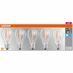 OSRAM LED BASE Classic A60, Klare Filament LED-Lampen Aus Glas Für E27 Sockel, Birnenform, Kaltweiß (4000K), 806 Lumen, Ersatz Für Herkömmliche 60W-Glühbirnen, 5er-Box 2 OSRAM LED BASE Classic A60, Klare Filament LED-Lampen Aus Glas Für E27 Sockel, Birnenform, Kaltweiß (4000K), 806 Lumen, Ersatz Für Herkömmliche 60W-Glühbirnen, 5er-Box -OSRAM Shop 57178047 3