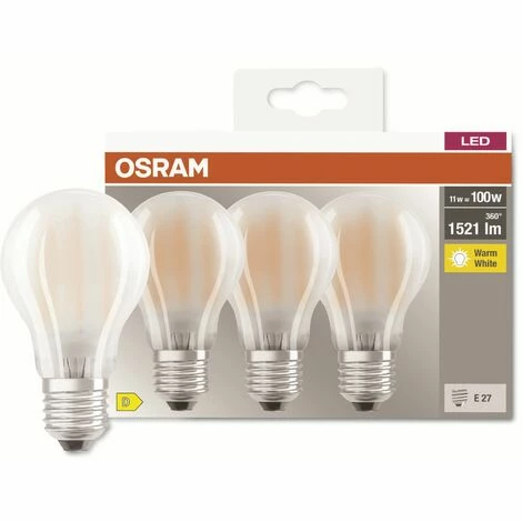 OSRAM LED-Filament-Lampe, CLA100, Matt, E27, EEK: D, 11W, 1521lm, 2700K, 3 Stk 2 OSRAM LED-Filament-Lampe, CLA100, Matt, E27, EEK: D, 11W, 1521lm, 2700K, 3 Stk – Bild 2
